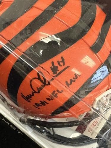 Ken Anderson 1981 NFL MVP Cincinnati Bengals Mini Capacete de Futebol Assinado - JSA - Mini Capacetes Autografados da NFL