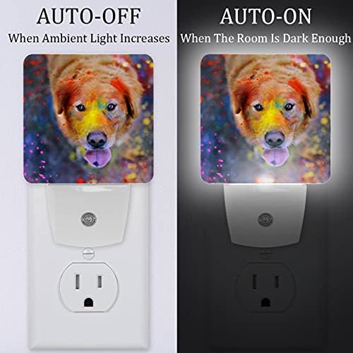 2 pacote de pacote Night LED Light Auto/On/Off Switch, Cão colorido Ideal para quarto, banheiro, viveiro, cozinha,