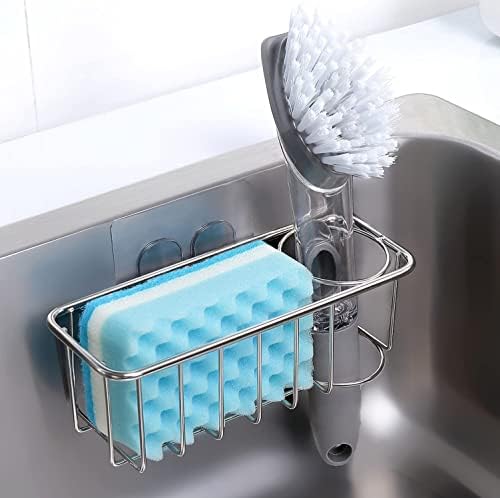 Ariange Kitchen Sink Brush Holder e Sponges Holder /. Caddie de pia adesivo de 2 em 1, prova de água da água de enfermagem em aço inoxidável à prova de água
