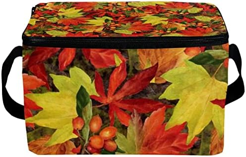 Guerrotkr lancheira mulher, lancheira para homens, lancheira feminina, padrão de plantas de folhas vermelhas de outono