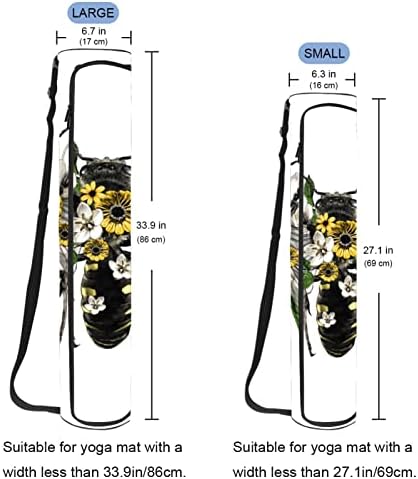 Saco de tapete de ioga ratgdn, flores de abelha e folhas exercícios de ioga transportadora de tapete de ioga full-zip saco de transporte
