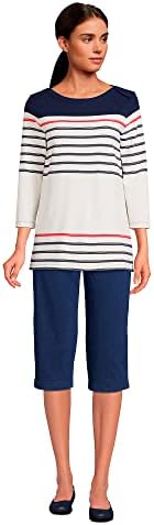 Lands End Feminino Feminino Knit High Rise elástica Pull em calças Capri