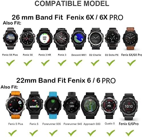 Murve Sport Leather Watch Band Strap for Garmin Fenix ​​6x 6 Pro 5x 5 Plus 3 HR 935 945 22 26mm EasyFit Redunda rápida banda de pulso Smart Wrist