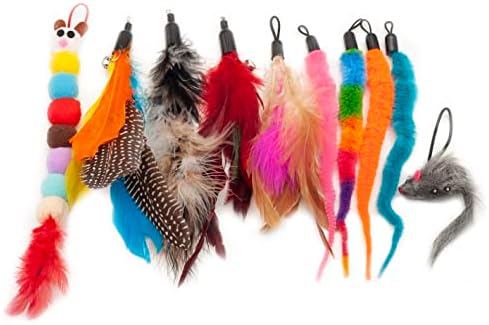 Fashion da moda Kitten Feather Wand Wands Teaser de minhocas, brinquedo de gato pendurado com pacote de substituição para gatos