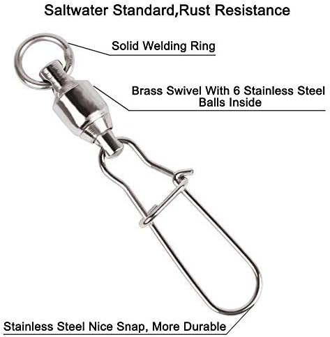 Dr.fish 20 Pack Packsing Snap Swivels Rololamento de esfera Glingue com o Snap Stainless Steel Duo Lock Snap Fishing Tole