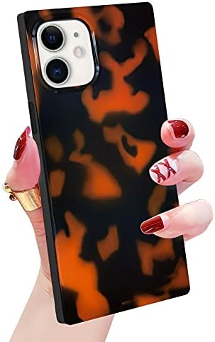 Omorrero compatível com estojo de iPhone 11 quadrado para mulheres meninas Bling Caso de leopardo brilhante Padrão de tartaruga Padrão de luxo Caso de borda quadrada flexível TPU Soft Protetor