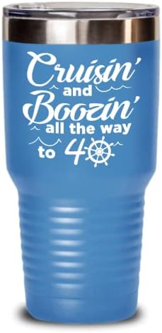 Cruisin 'e Boozin' até 40 Drink Tumbler Travel Cup Funny Gift