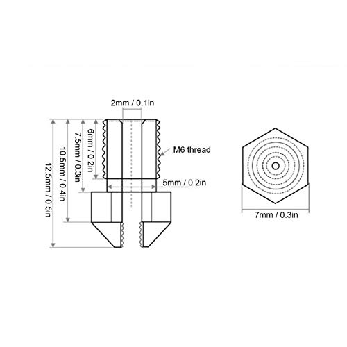 5pcs 3D Bocadas de bordo ferramenta de latão Acessórios de alta temperatura Impressão Os bocais de extrusão de impressão