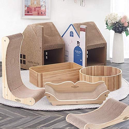 ZerooLespace Yaomi Wood Easy Sofá Scratcher Reutilable Scratch Lounge para gatos, 23,2in x 11,8in x 5.3in