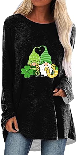 Womens Fall Tops de St. Patrick's Day de manga longa Bloups Holida