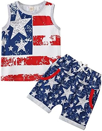 Noubeau, 4 de julho, garotos de meninos, tanques de bandeira americana tops patrióticos camisetas camisetas de estampa de bolso