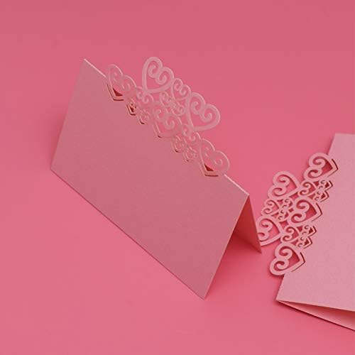 AMOSFUN 50pcs Casamento Cartões de lugar com recolhimento de mesa de coração cenário de nome cartões de papel cartões de papel para banquetes jantares de jantar