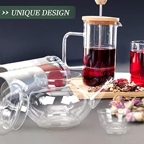 Zerodeko vovó presentes de vidro conjunto de chá de vidro de vidro de vidro de vidro chaleira de chá de vidro com infusor removível e 2 xícaras de chá de chá de chá conjunto para panela de chá de chá de folhas soltas