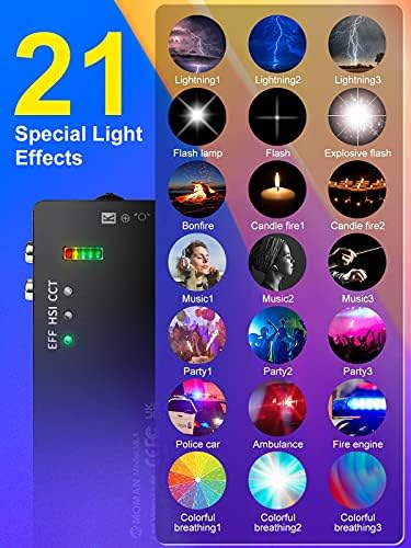 Luz de vídeo LED, Moman ML1 RGB Fotografia Luzes contínuas CRI95+/3000 ~ 6500K COMA COMA FILE, MINI LUZ DE ALUMINA RECARECIDADE