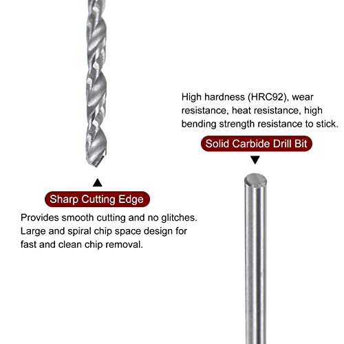 Harfington 2pcs Bits de perfuração de carboneto sólido 1,25 mm C3/K10 Tungstênio Precisão Mini Micro reta Twist Drill Twist