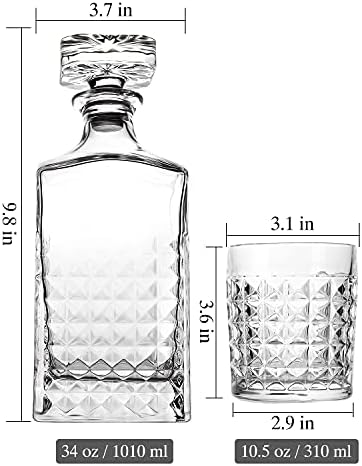 LIGHT LIFE LIVE DECANTERS DE DECANTERS, Decanter de estilo italiano com 4 óculos colocados em caixa de presente,