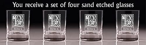 Patrick personalizou o copo de moda antiga inicial personalizada - conjunto de 4