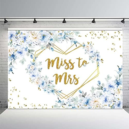 Mehofond Miss to Sra. Cenário de cenário noiva noiva noiva para serem decorações de festa azul e branco Fotografia floral Background Backelorette Banner Photoshoot Props 8x6ft
