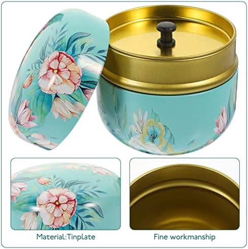 Caixa de armazenamento de metal zerodeko 6pcs jarros de tinplate latas de vela com tampa de lata de chá estampada em flor