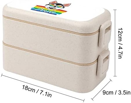 LGBT Pride Husky Double empilhável Bento lancheira recipiente de almoço reutilizável com utensílios para jantar escolar de piquenique de trabalho