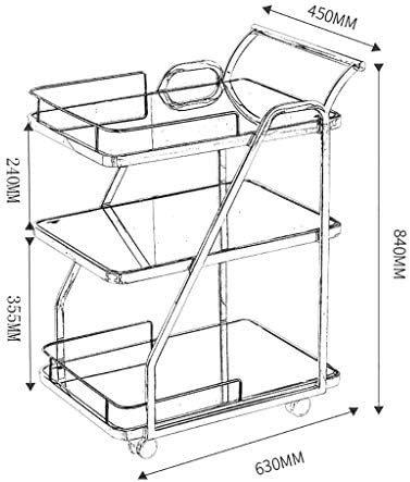 CARRO DE CARRO DE CARRO DE CARRO DE JF-XUAN/TROLLEY HOTEL RESTAURANTE DE HOTEL 3 CAMADAS METAL VINHO MOVALLEY, GOLD, 450 840 630MM