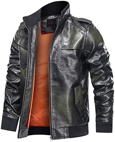 Homens vintage casaco de couro faux pun up stand colar de bombardeiro retrô de jaquetas leves leves fit windbreaker