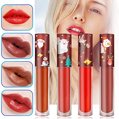 Christmas Lip Gloss Hidratante Longo Lipe hidratante Lipstick Líquido Hidrato Faixa sem viscosidade Altamente pigmentada Lip