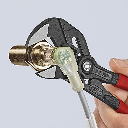 Knipex Pliers Chaves Chaves e uma chave inglesa em uma única ferramenta cinza Attamentized, com revestimento de plástico 180 mm 86 01 180