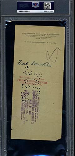 Fred Merkle PSA DNA CoA Sinabled assinou 1920 Chicago Cubs Payroll Cheque Autograph