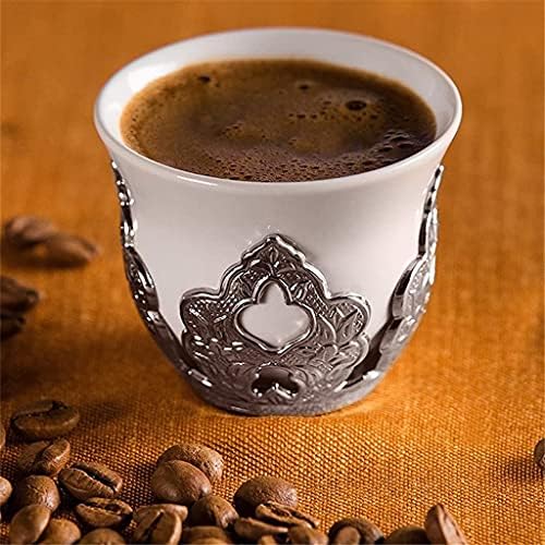 ZLXDP Coffee Cups de porcelana com titulares definidos para um aniversário de prata de 6 pessoas feito na Turquia
