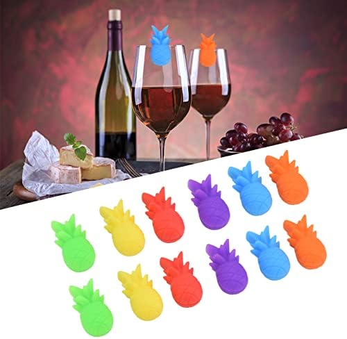 12pcs etiquetas de vidro de vinho fofas, silicone vidro de vidro Drink Marcadores de café Marcadores de xícara de vinhos reutilizados de vidro para cotas de vinho para copos de vinho