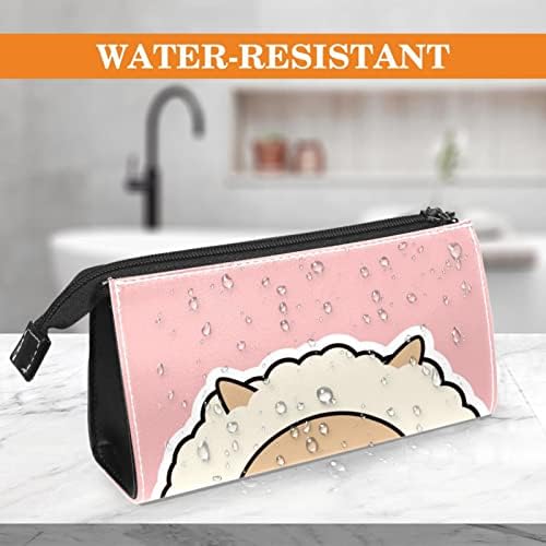 Bolsa de maquiagem tbouobt bolsa de bolsa cosmética bolsa bolsa com zíper, desenho animado de animais de ovelha