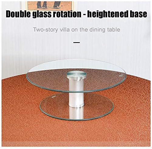 Lazy Susan Susan Double-camada de vidro temperado toca giratória, pode girar o suporte de exibição preguiçoso de Susan, peça central redonda da mesa de jantar transparente