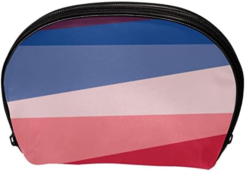 Bolsa de higiene pessoal, maquiagem de maquiagem de maquiagem para homens, linhas triangle listras azul rosa