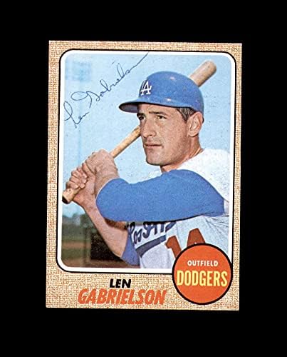 Len Gabrielson assinou a mão de 1968 Topps Los Angeles Dodgers Autograph