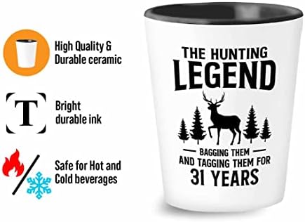 Vidro de caça ao amante de caça 1,5 onças - lenda de caça 31 anos - 31º aniversário de caça aos presentes para o pai caçador de caça à filha