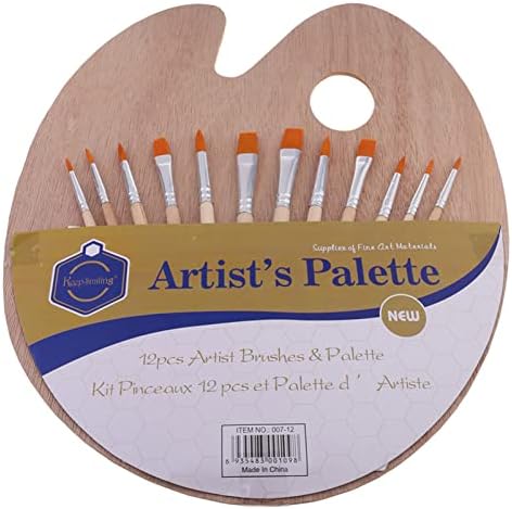 12 PCs Beliscos de tinta de nylon com um kit de paleta para óleo de desenho de pintura de óleo de acrílico Supplimentos
