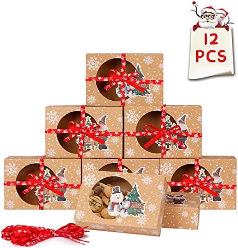 Caixas de presente de biscoito de Natal 12pcs 12pcs Caixas de tratamento para doações para presentes de feriado e suprimentos
