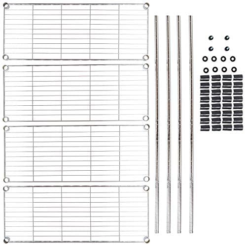 basics 4 prateleiras de 4 prateleiras, unidade de estante de armazenamento pesado, cromo e 3 prateleiras, prateleiras