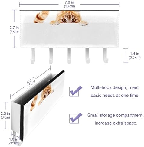 Organizador de rack engraçado de gato com 5 ganchos na parede banheiro da cozinha prateleira prateleira de armazenamento