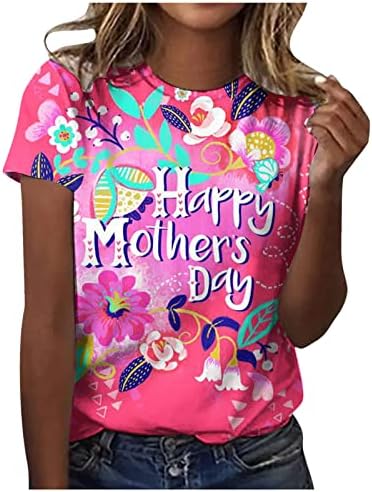 Te amo mãe feliz dia das mães, feminino letra imprimir tampas engraçadas de manga curta Casual Crewneck Top Mom Presentes camisetas