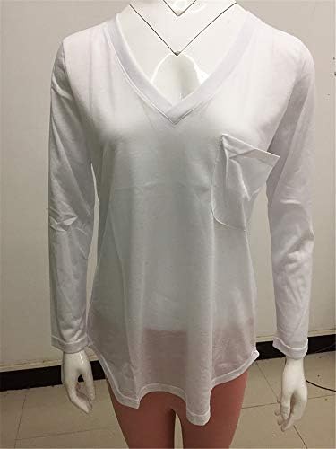 Andongnywell Women's Long Slave V Tunic Tunic Tops soltos camisas casuais t Tamis com blusas de bolso Top