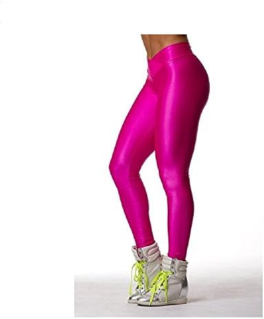 Hupplle Fashion Neon Stretch Skinny Shiny Spandex Leggings Calças