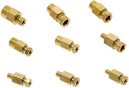 BZCEMind 1PCS Compressão Ferrule Tubo Compressão Ajuste do tubo OD TUBO MAQUECELA TERMAFAÇÃO LUBRICAÇÃO DO BRASS Adaptador de encaixe de tubo de bronze, M6 × 0,75, tubo od 6mm de 6 mm