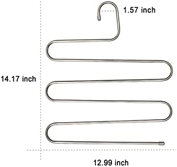 Cabides de calças Silver Shape Troushers Cabilhões 6 pacotes Organização de armário de aço inoxidável Economizando espaço para