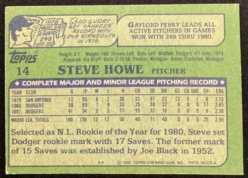 Steve Howe assinou 1982 Topps 14 Cartão de beisebol la Dodgers NYY Autograf