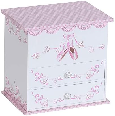 White ilustrado Angel Girl's Musical Twirling Ballerina Ballet Shoes Box de Mele & Co.