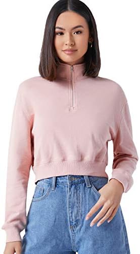 Shein feminino casual meio zip pulôver de manga comprida