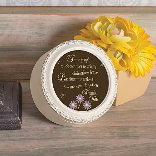 Cottage Garden Thank You Ivory Petite Round Jewelry and Ketansake Box