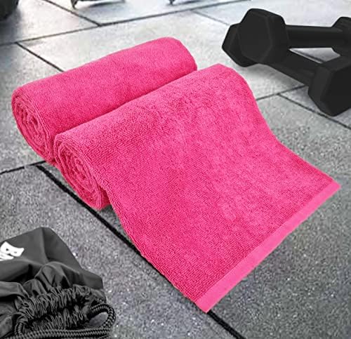 Glamburg algodão 6 Pacote Toalha de banho Conjunto, toalhas de banho ultra macias 22x44, toalhas para spa de piscina de ioga de ginástica, secagem rápida e altamente absorvente -rosa quente